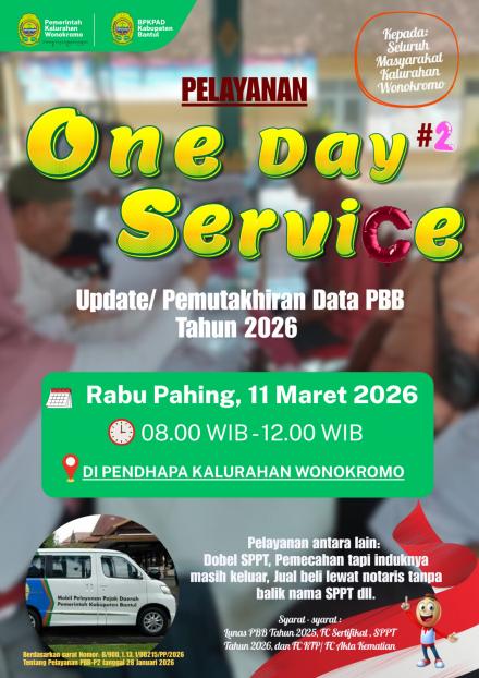 Pelayanan One Day Service Pemutakhiran Data PBB-P2 Tahun 2026 di Kalurahan Wonokromo Tahap KE-2